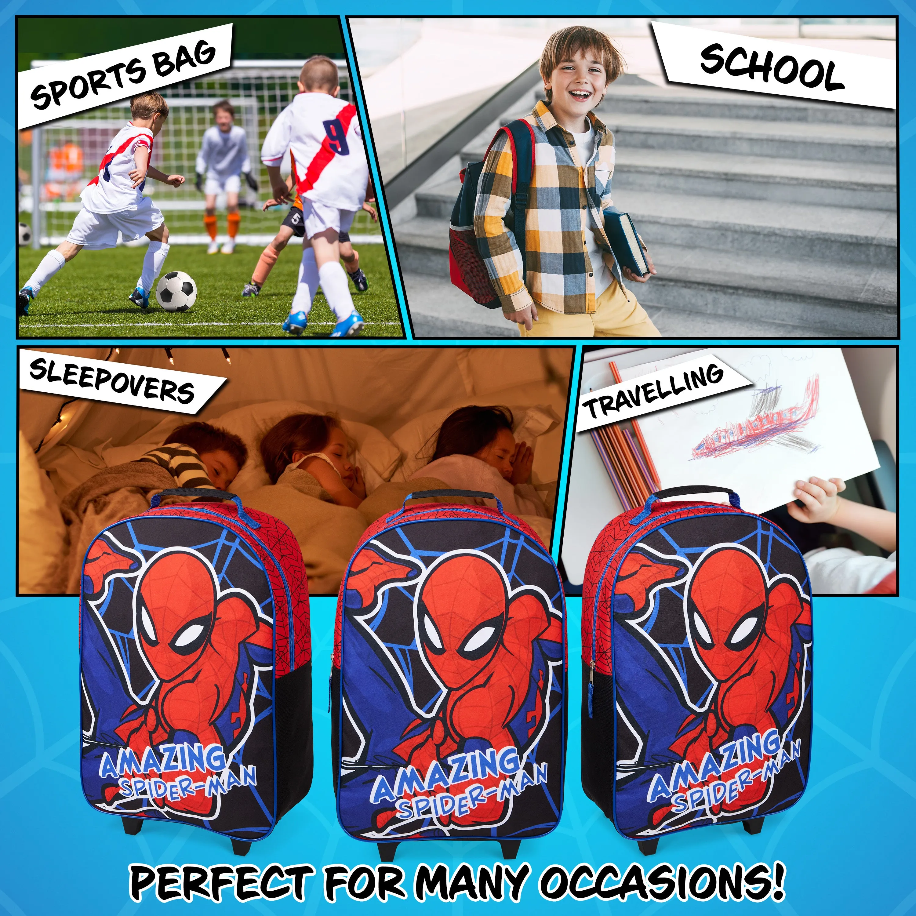 Marvel Suitcase for Boys Spiderman Carry On Avengers Travel Bag with Wheels