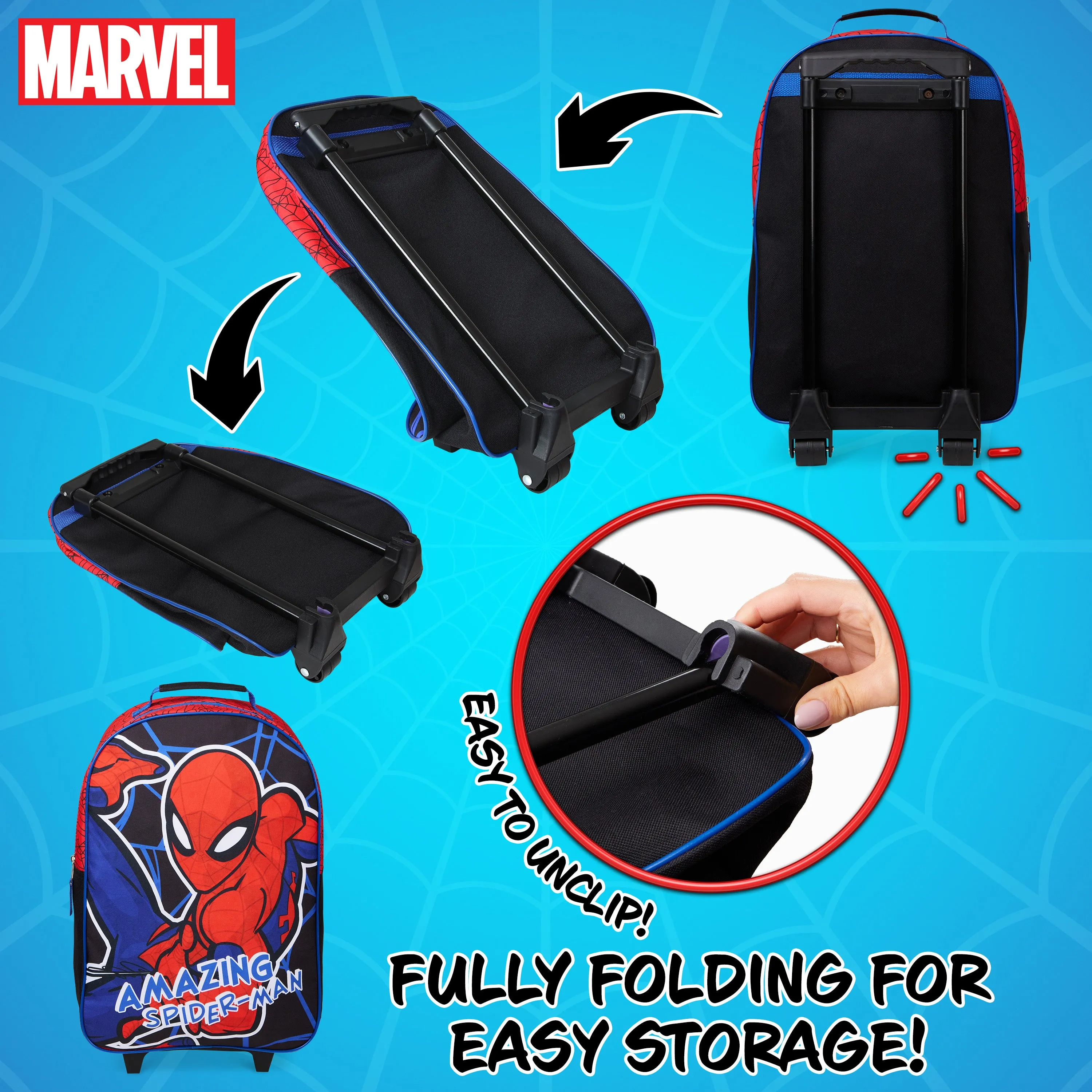 Marvel Suitcase for Boys Spiderman Carry On Avengers Travel Bag with Wheels