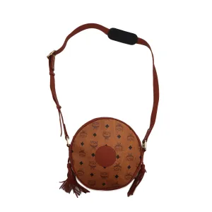 MCM Visetos Leather Suzy Wong Round Shoulder Bag