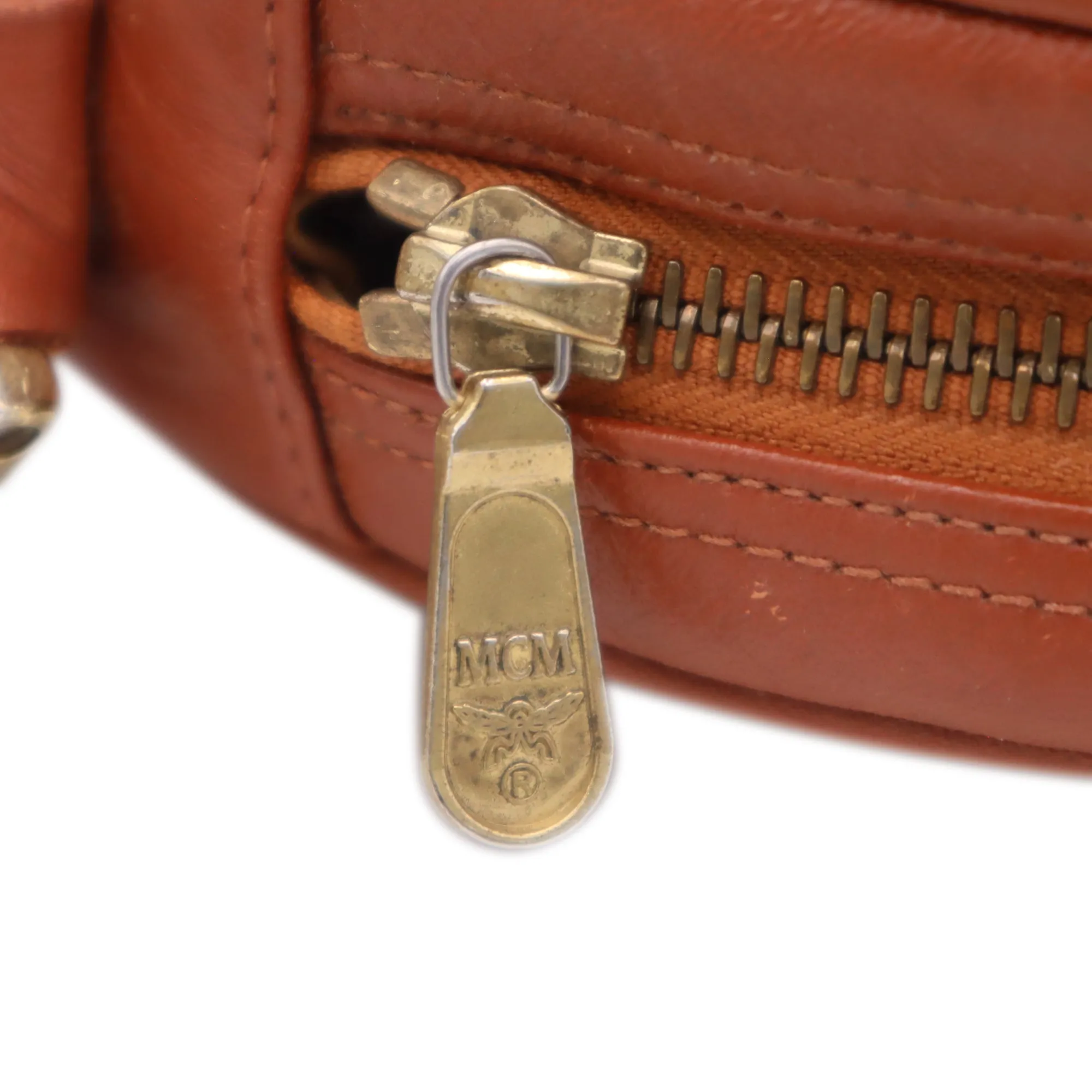 MCM Visetos Leather Suzy Wong Round Shoulder Bag