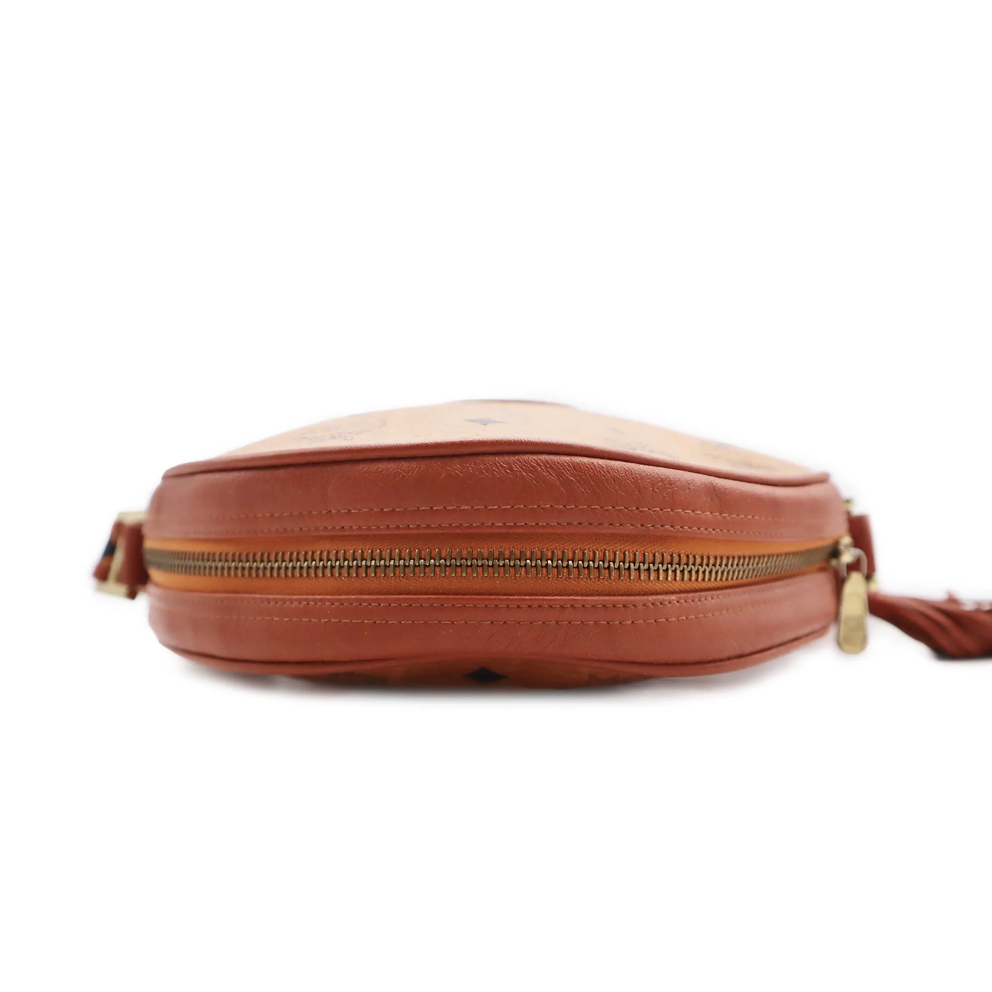 MCM Visetos Leather Suzy Wong Round Shoulder Bag