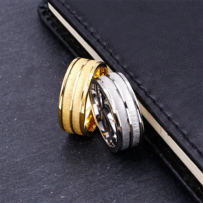 Men's Titanium Steel Brushed Ring - Creative Simple Stainless Steel Accessory Inspired by European and American Fashion Trends