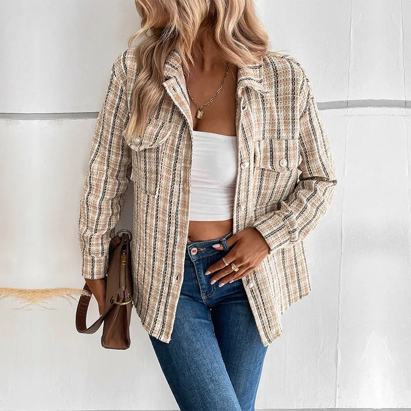 METAVERSMALL 2025 trade New autumn and winter new 2025 small fragrant design jacket retro  plaid cardigan