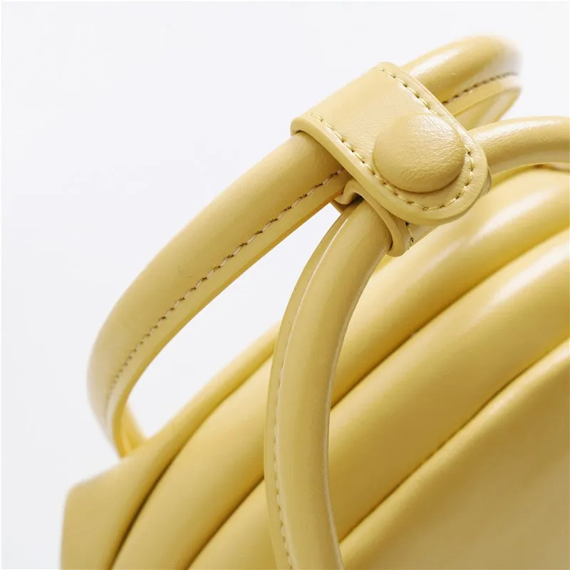 Mini Leather Circle Top Handle Bag