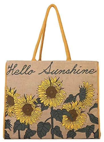 Mona B - Reusable Jute Shopping Bag With Stylish Design for Men and Women (Sunny)