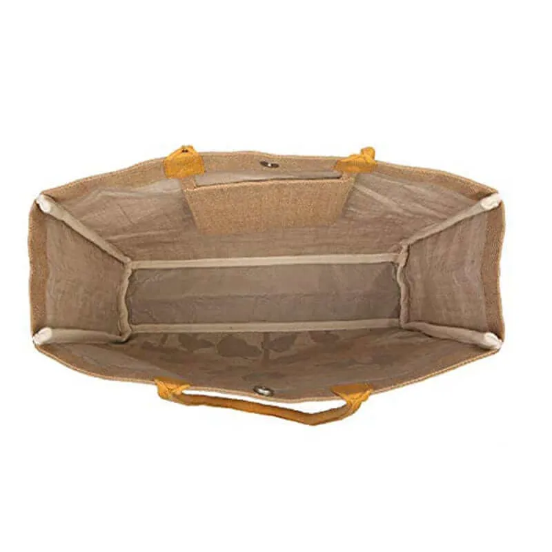 Mona B - Reusable Jute Shopping Bag With Stylish Design for Men and Women (Sunny)