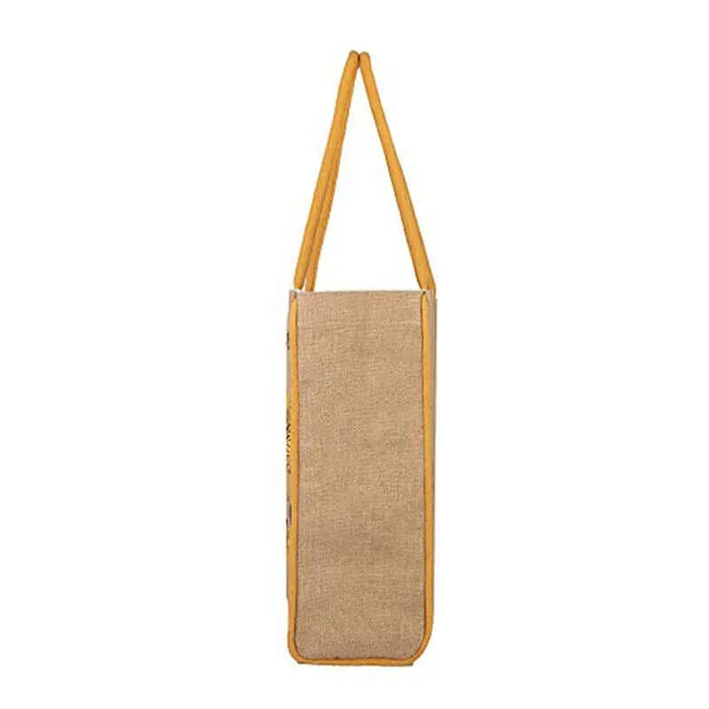 Mona B - Reusable Jute Shopping Bag With Stylish Design for Men and Women (Sunny)