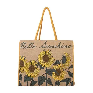 Mona B - Reusable Jute Shopping Bag With Stylish Design for Men and Women (Sunny)