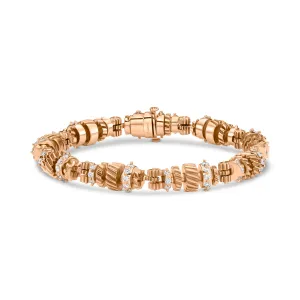NB105 NOBLE ROSE GOLD DOUBLE HELICAL GEAR BRACELET W/ DIAMONDS