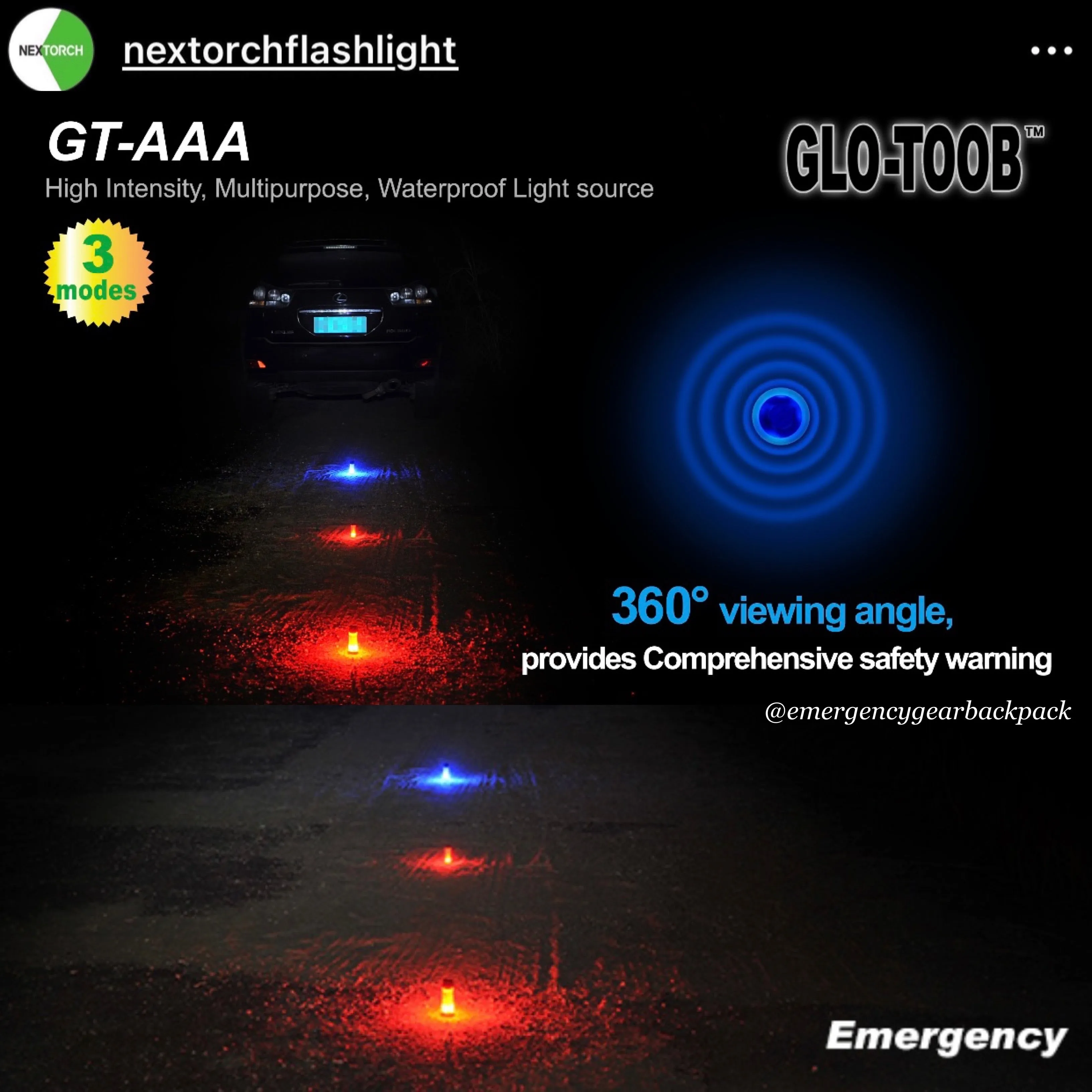 NEXTORCH Glo-Toob GT-AAA PRO Emergency Marker Light 200M Diving Depth