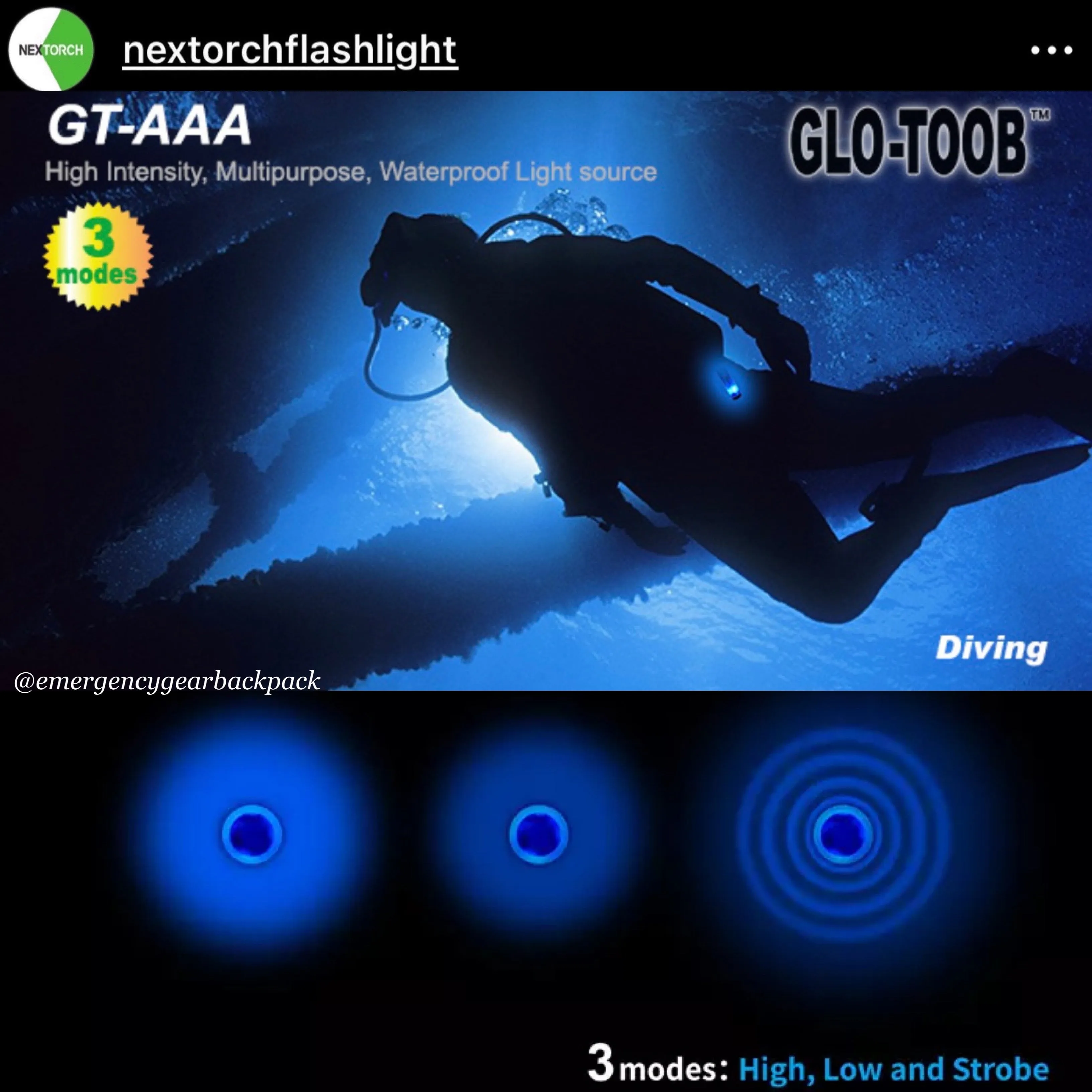 NEXTORCH Glo-Toob GT-AAA PRO Emergency Marker Light 200M Diving Depth