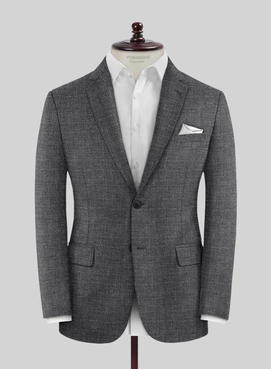 Noble Blue Gray Wool Silk Linen Jacket