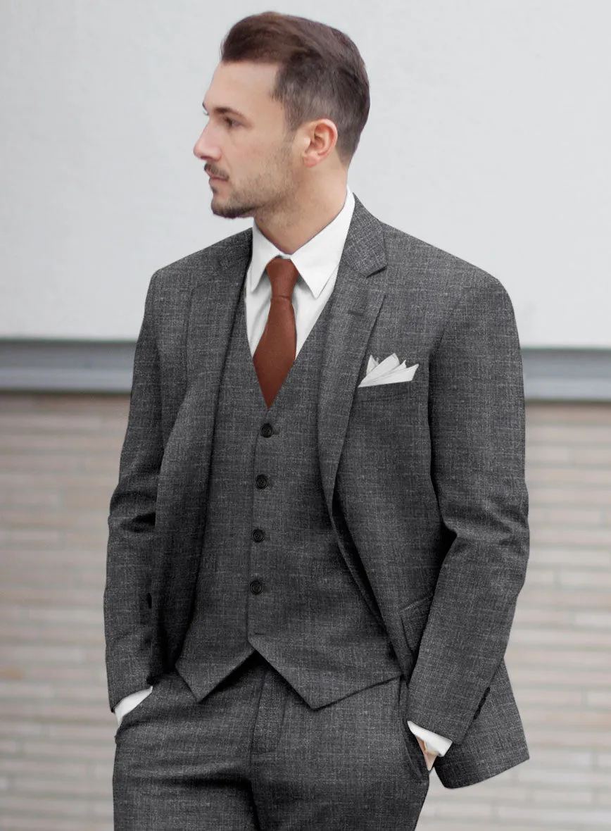 Noble Blue Gray Wool Silk Linen Jacket
