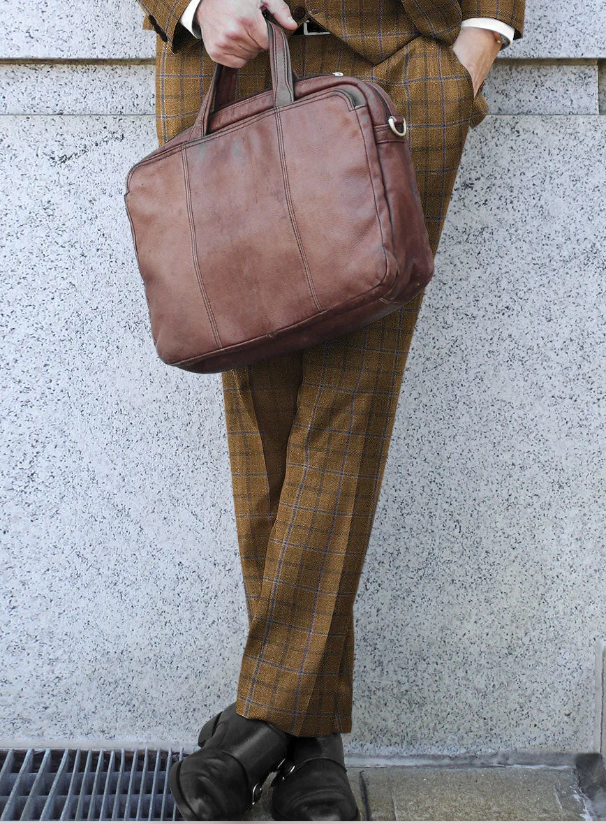 Noble Giancarlo Brown Wool Silk Linen Pants