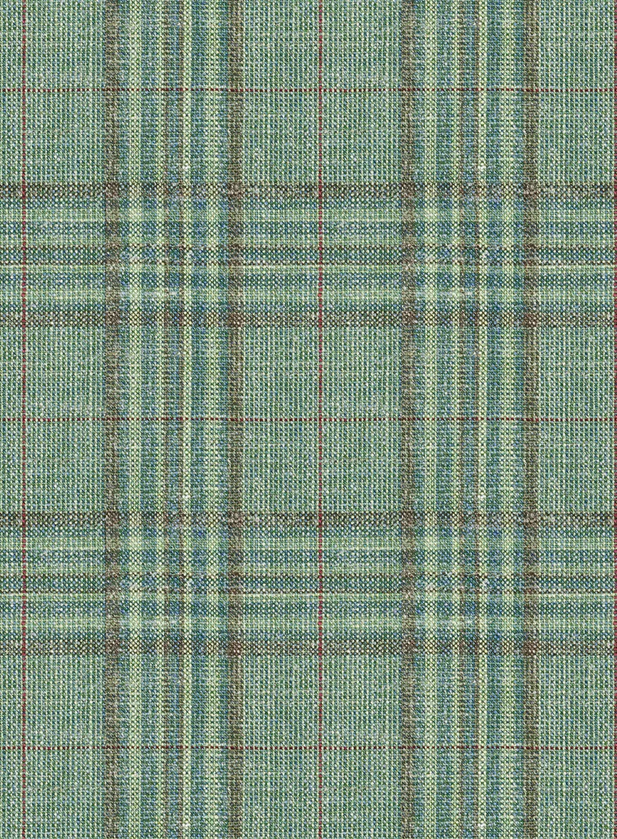 Noble Green Check Wool Silk Linen Pants