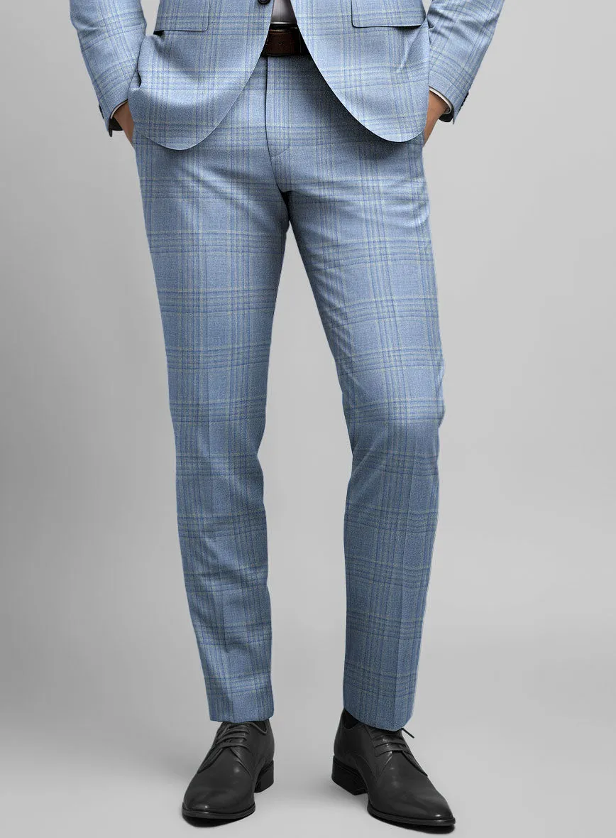 Noble Light Blue Wool Silk Linen Suit