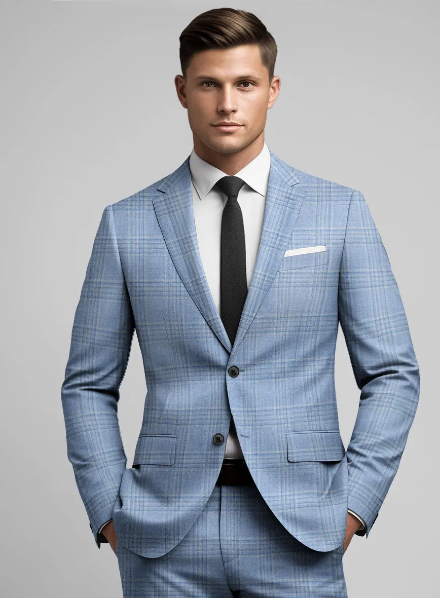 Noble Light Blue Wool Silk Linen Suit