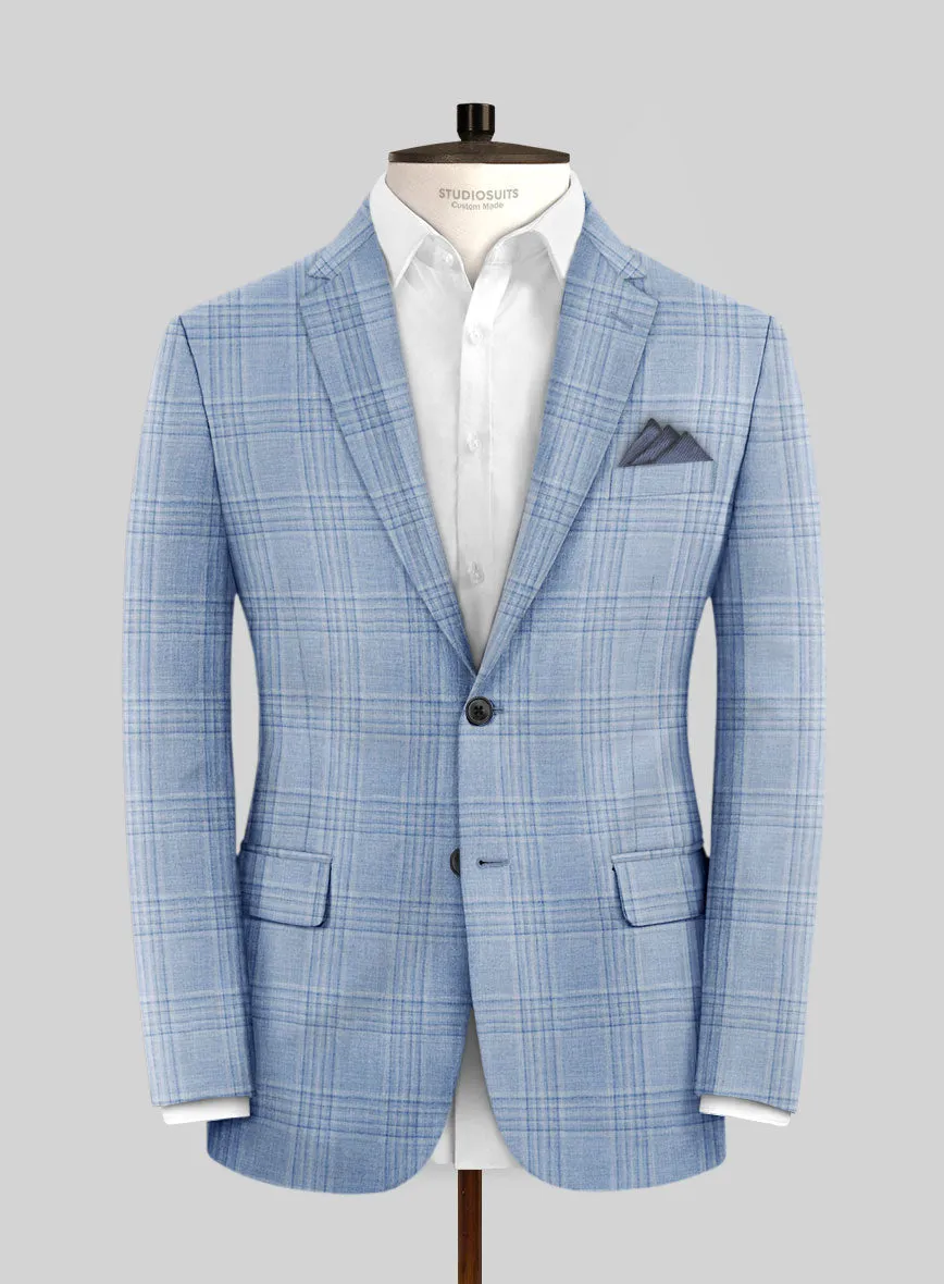 Noble Light Blue Wool Silk Linen Suit