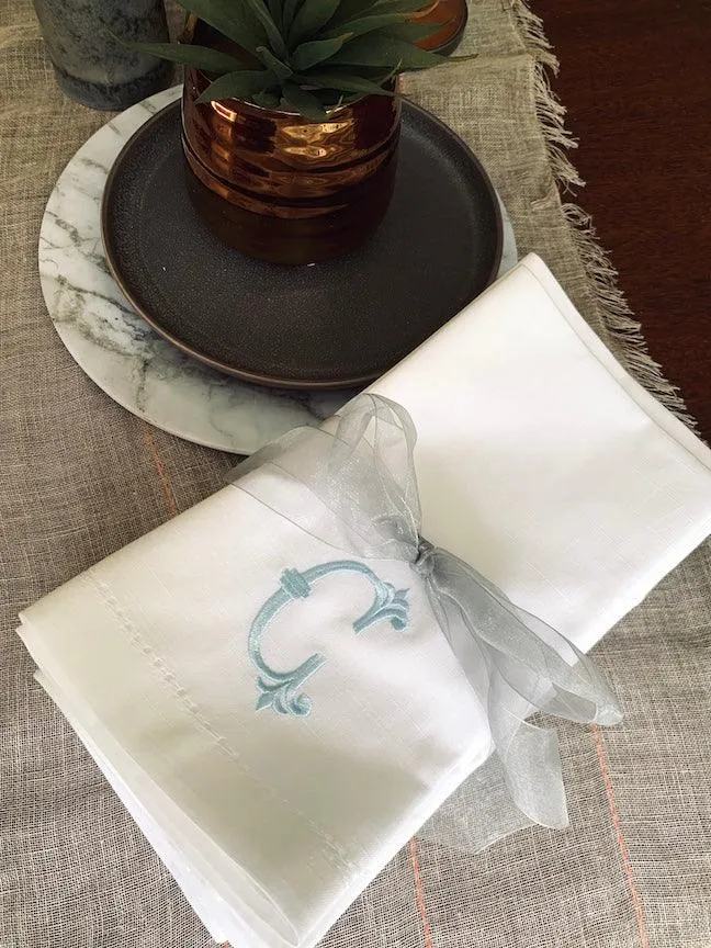 Noble Monogrammed Cloth Dinner Napkins - Set of 4 napkins