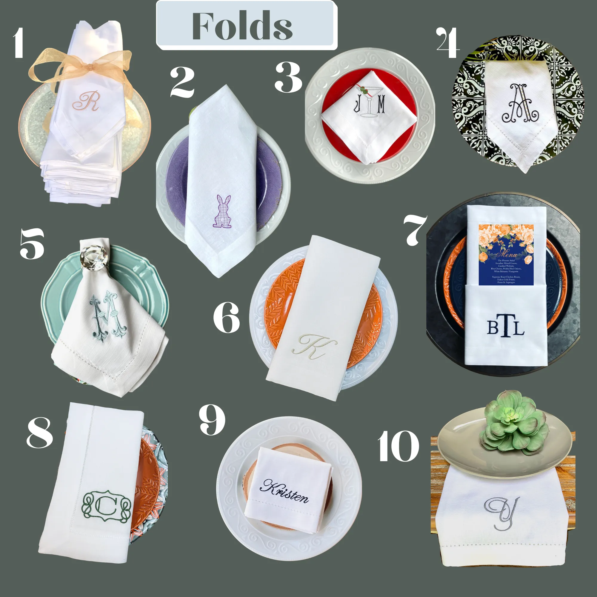 Noble Monogrammed Cloth Dinner Napkins - Set of 4 napkins