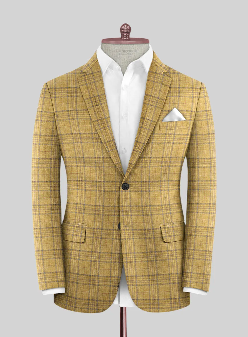 Noble Ochre Check Wool Silk Linen Suit