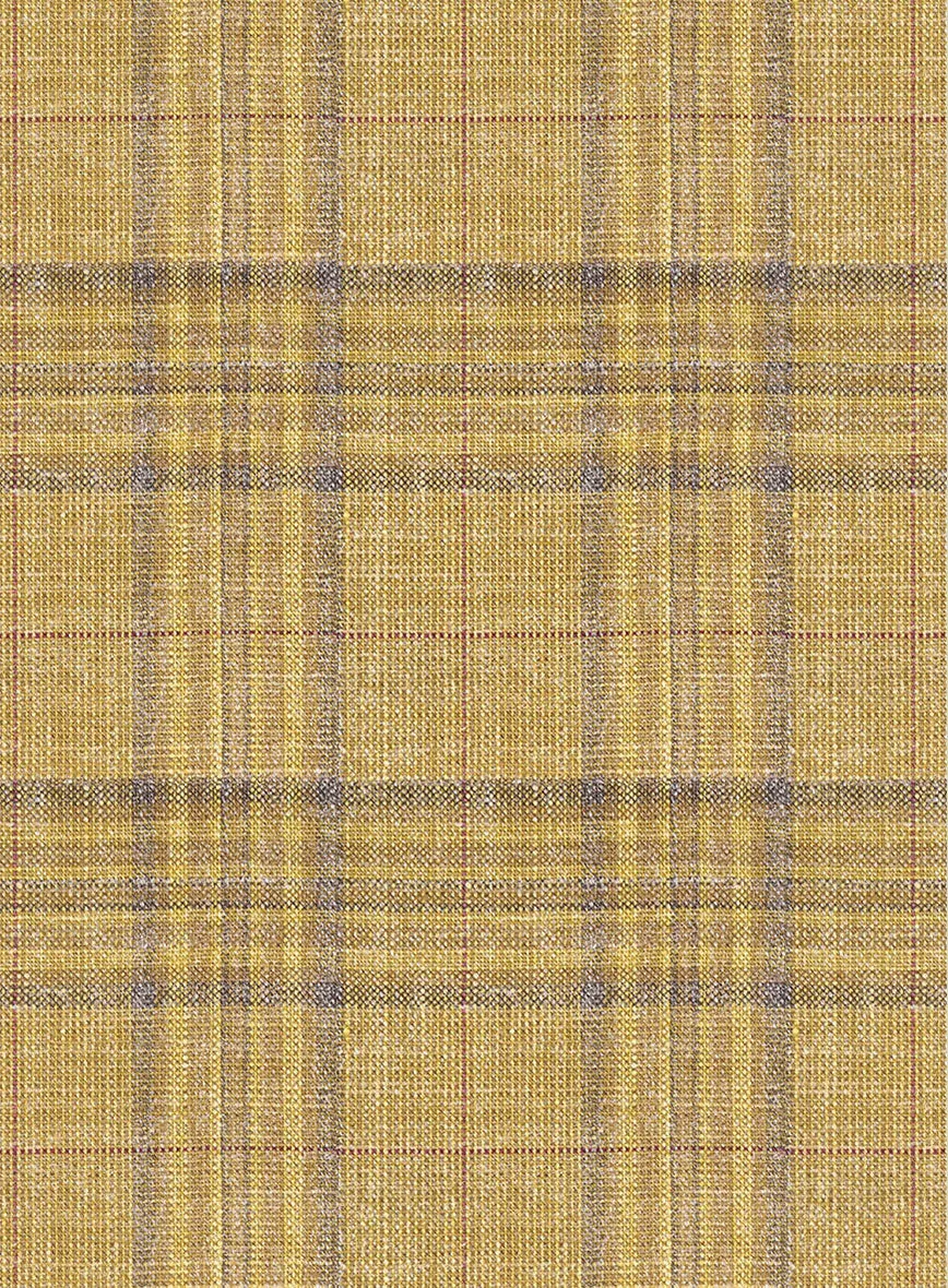 Noble Ochre Check Wool Silk Linen Suit