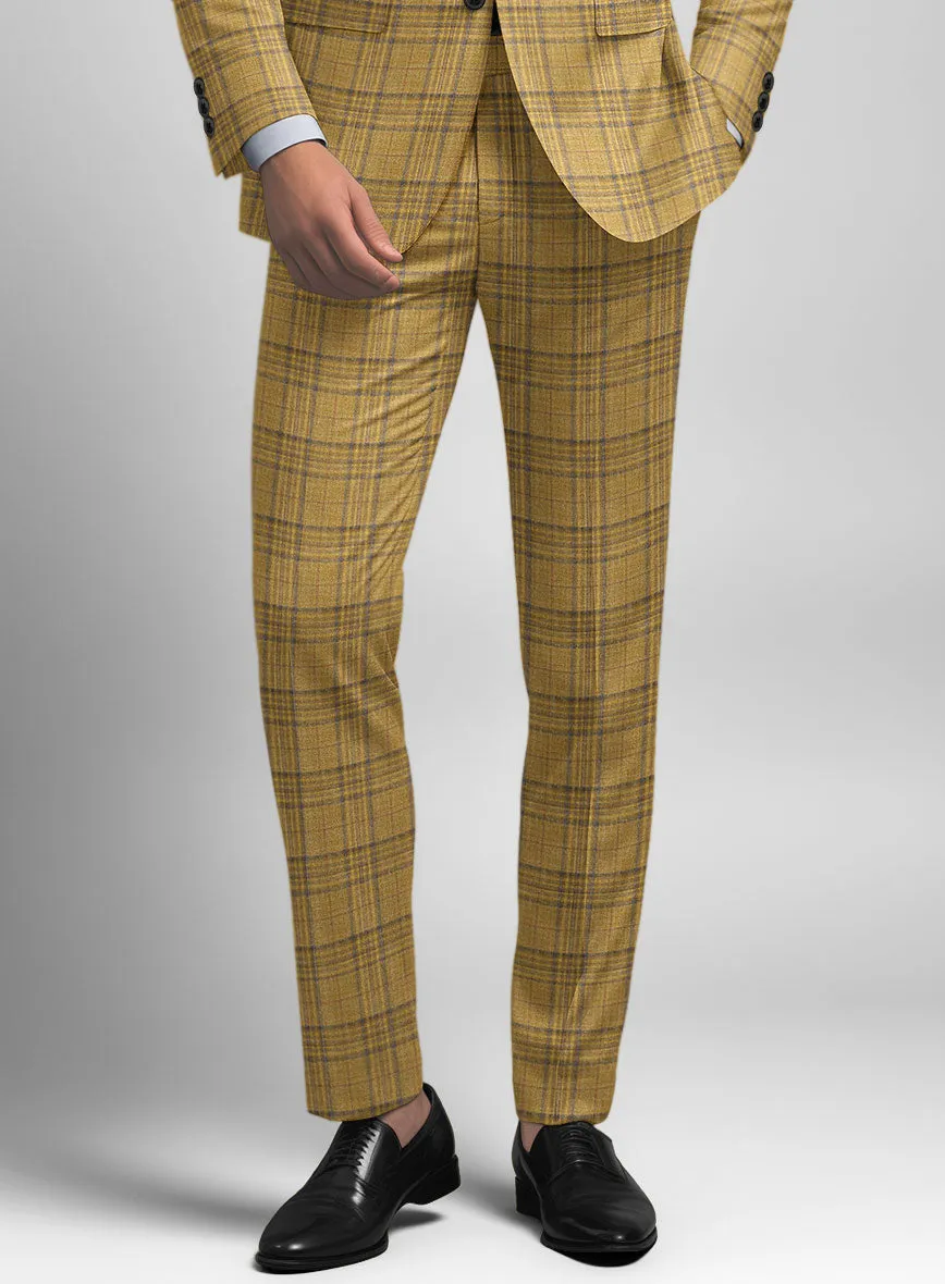 Noble Ochre Check Wool Silk Linen Suit