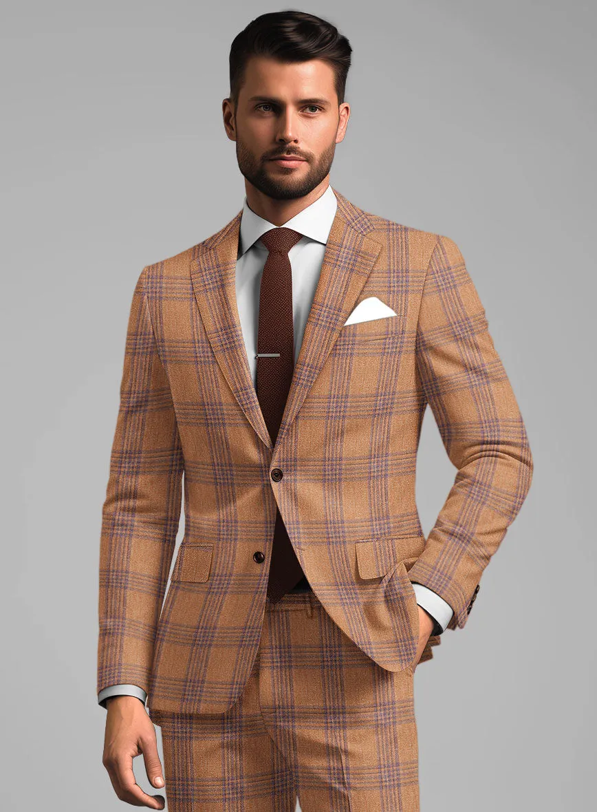 Noble Rust Check Wool Silk Linen Suit