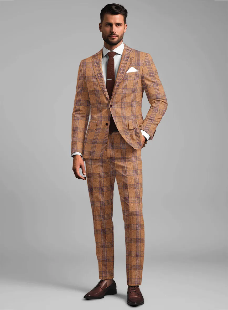 Noble Rust Check Wool Silk Linen Suit