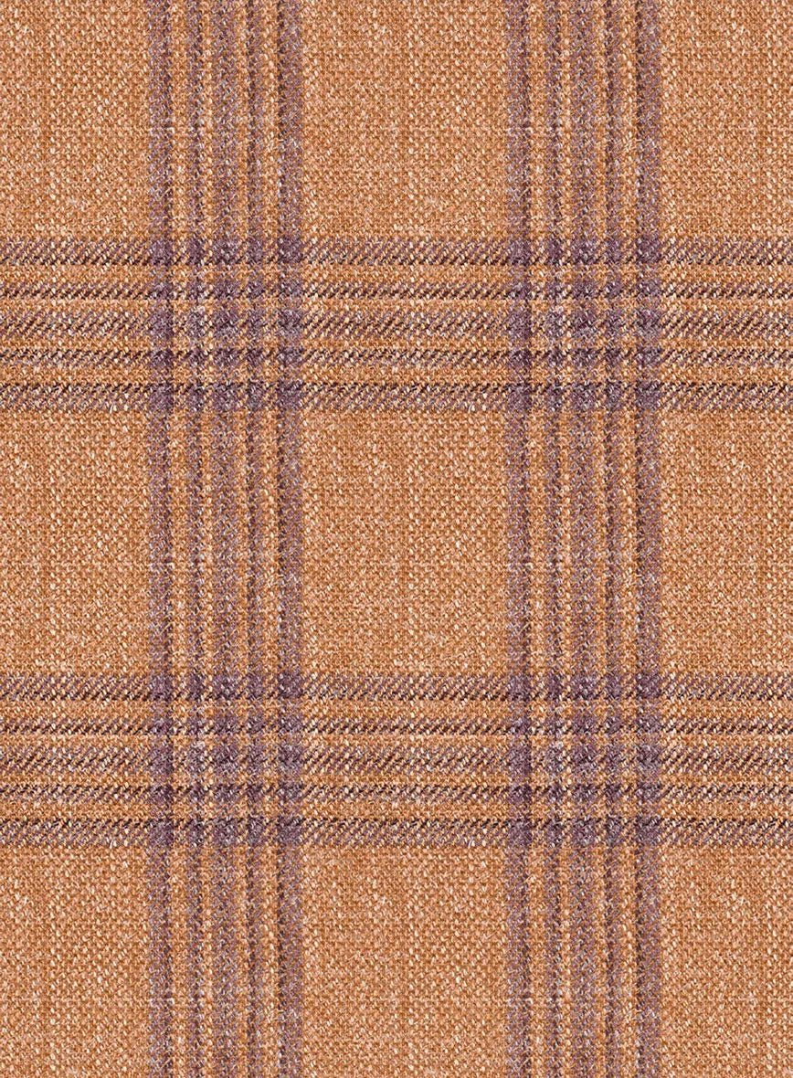 Noble Rust Check Wool Silk Linen Suit