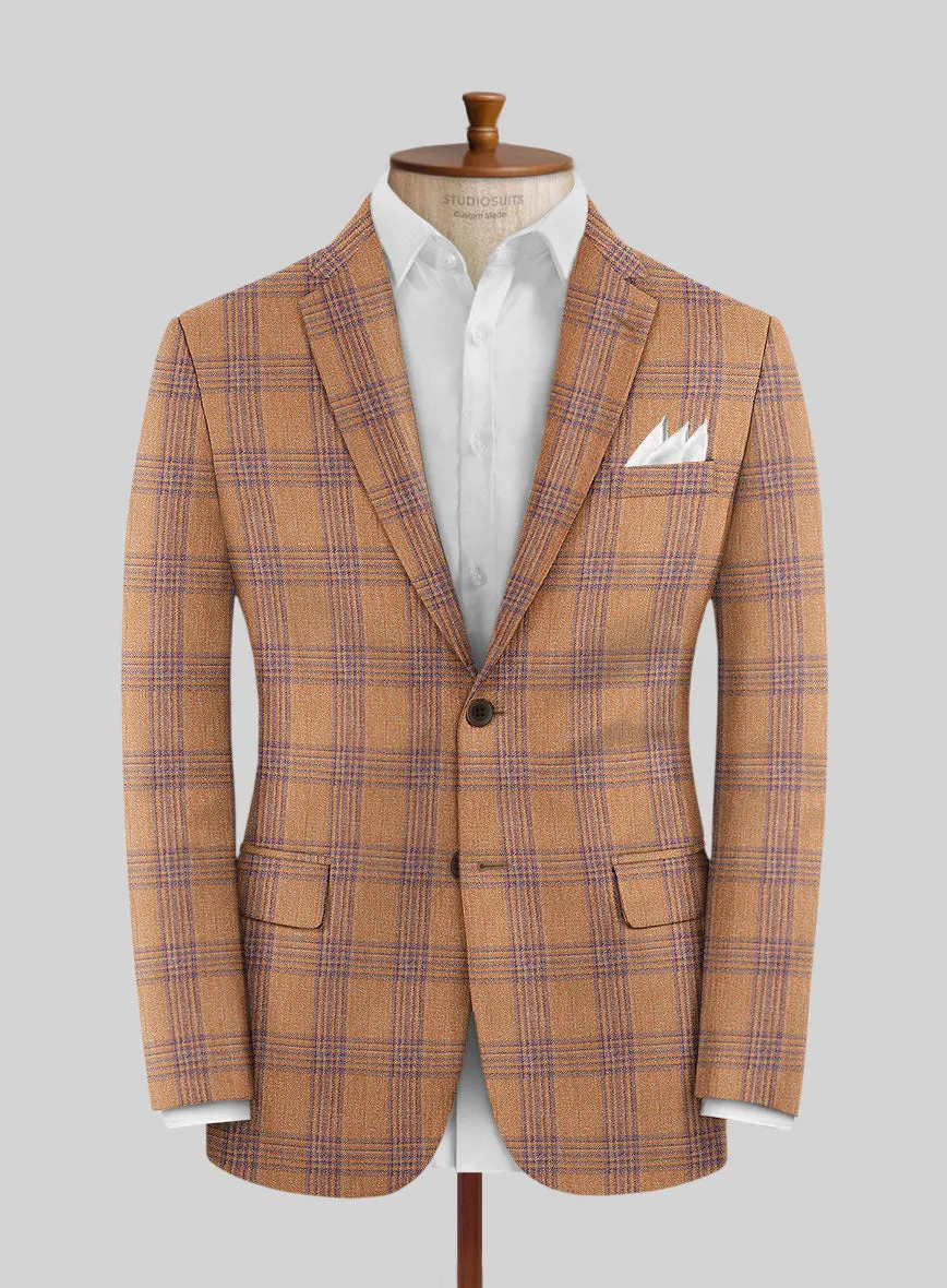 Noble Rust Check Wool Silk Linen Suit
