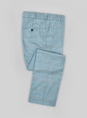 Noble Sky Blue Wool Silk Linen Pants