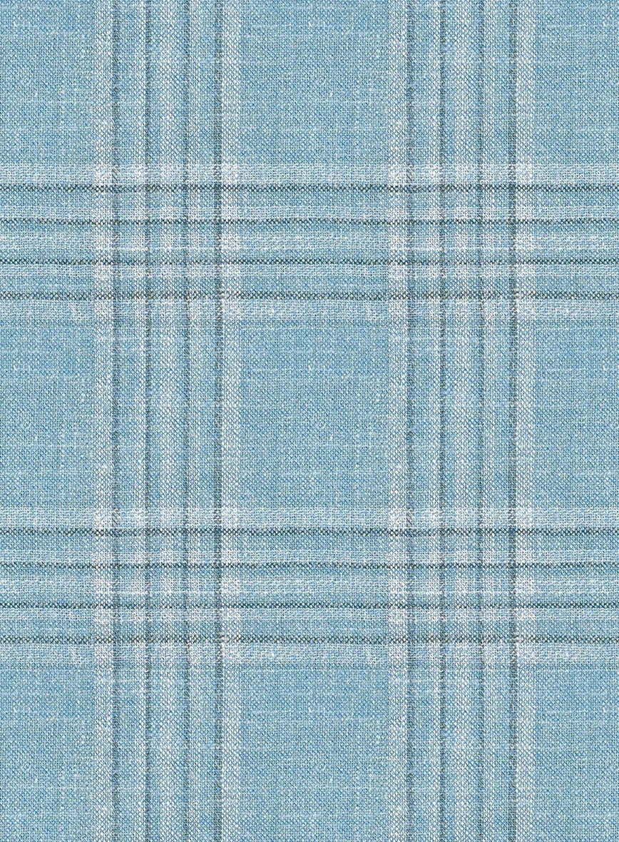 Noble Sky Blue Wool Silk Linen Pants