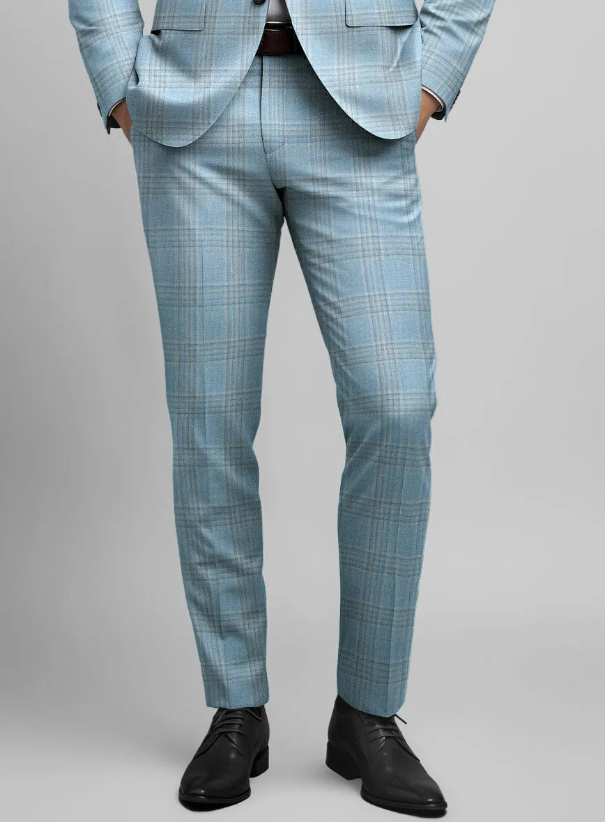 Noble Sky Blue Wool Silk Linen Pants