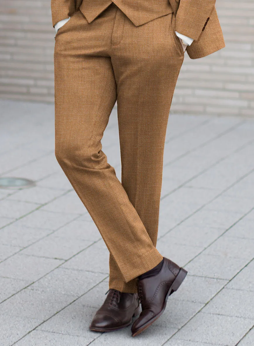 Noble Tan Wool Silk Linen Pants