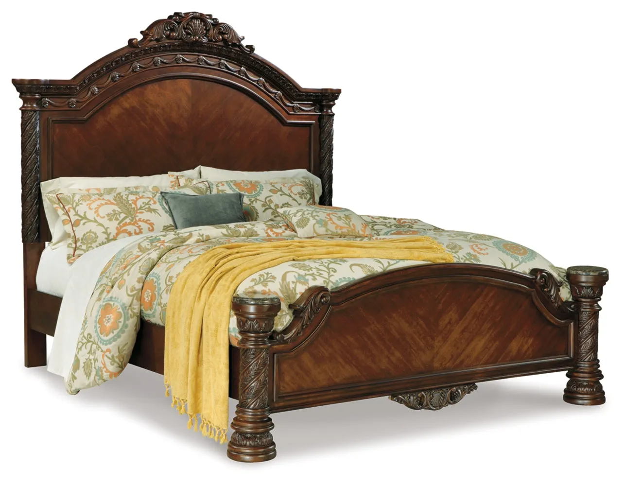 North Shore California King Panel Bed with Mirrored Dresser, Chest and Nightstand