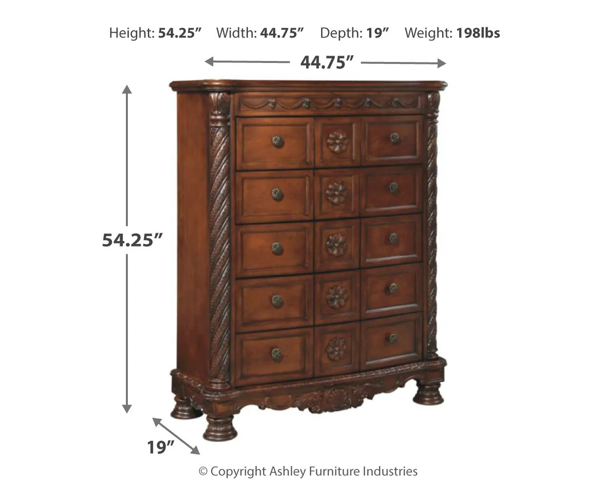 North Shore California King Panel Bed with Mirrored Dresser, Chest and Nightstand