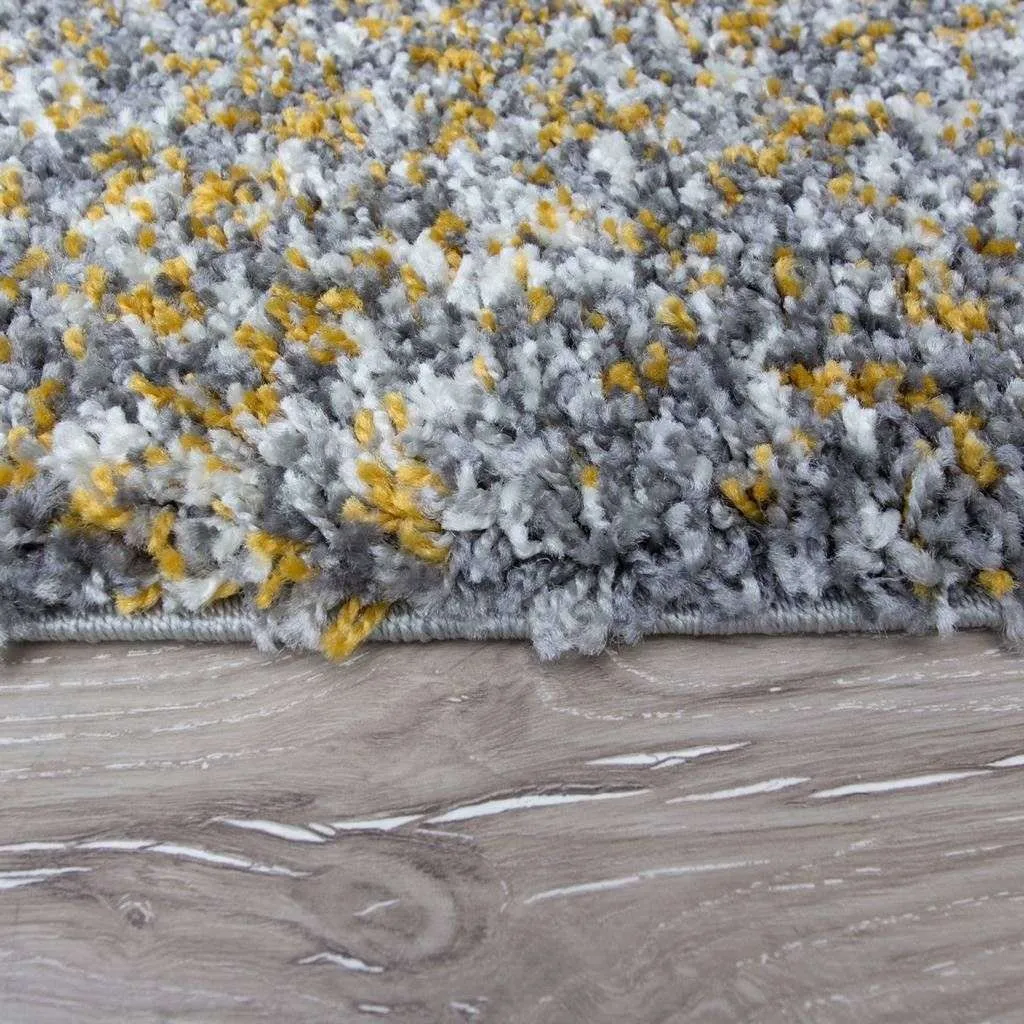 Ochre Luxurious Shaggy Round Circle Living Room Rug