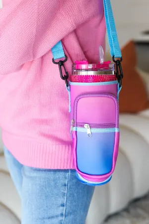 Ombre Purple Neoprene Crossbody Water Bottle Carrier Bag