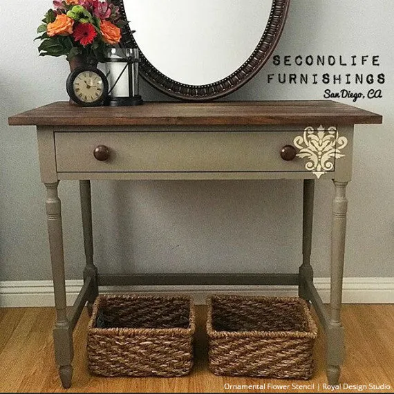 Ornamental Flower Wall Stencil