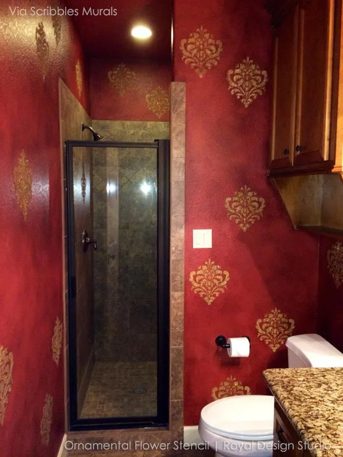 Ornamental Flower Wall Stencil