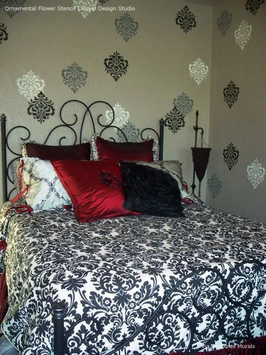 Ornamental Flower Wall Stencil
