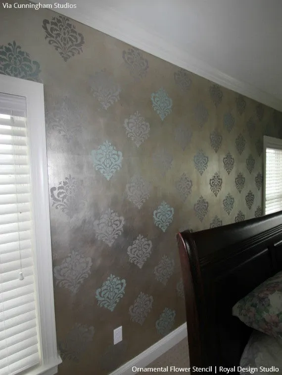 Ornamental Flower Wall Stencil