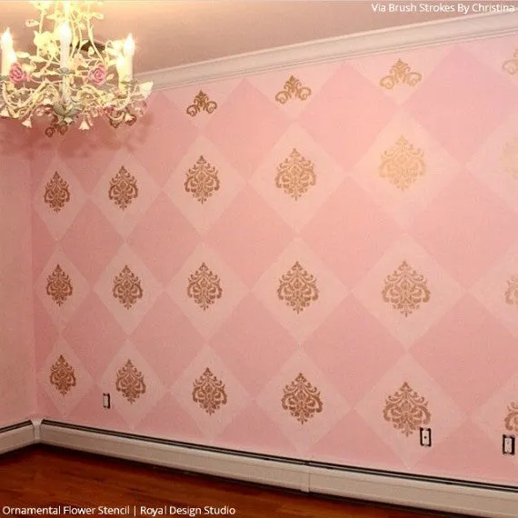 Ornamental Flower Wall Stencil