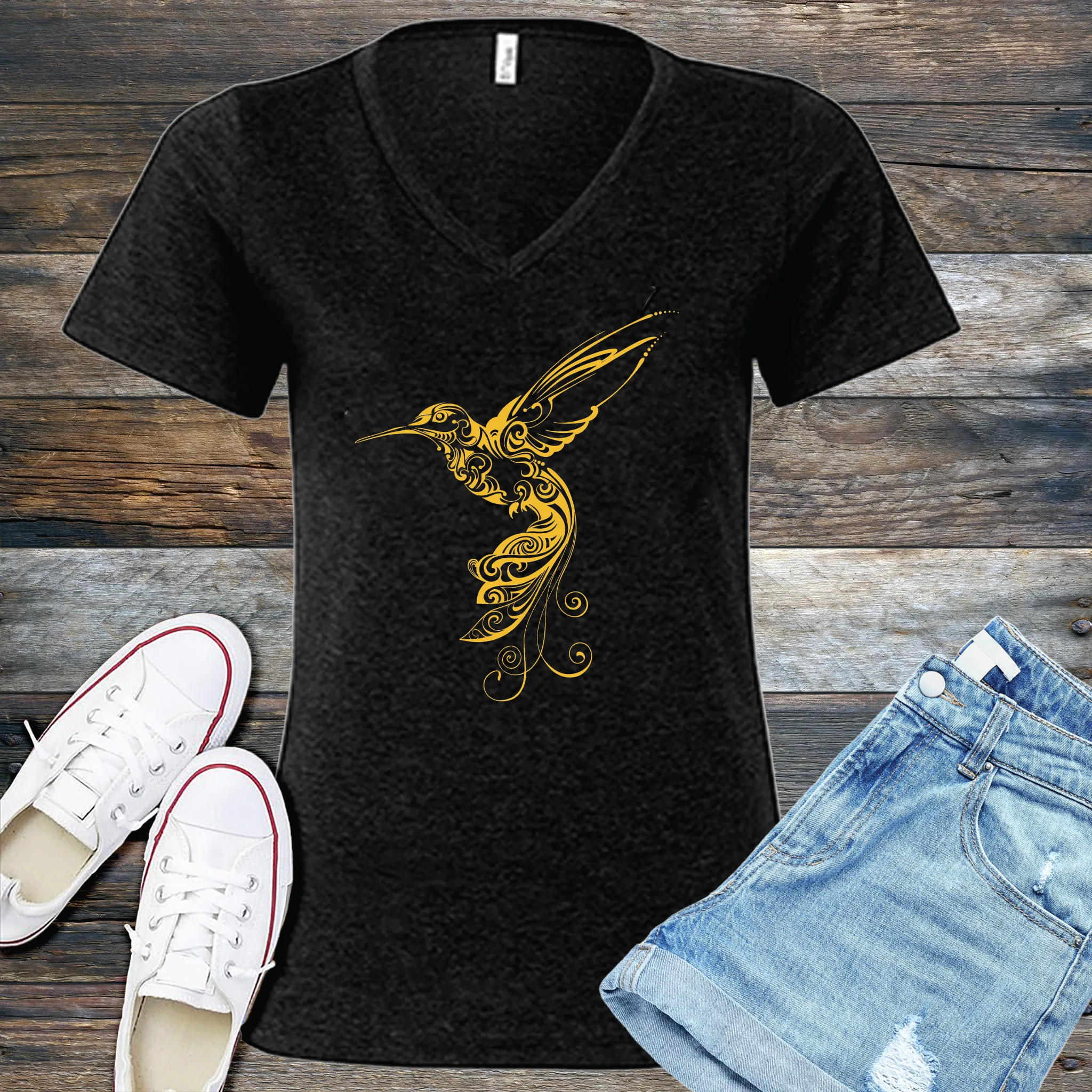 Ornamental Hummingbird V-Neck