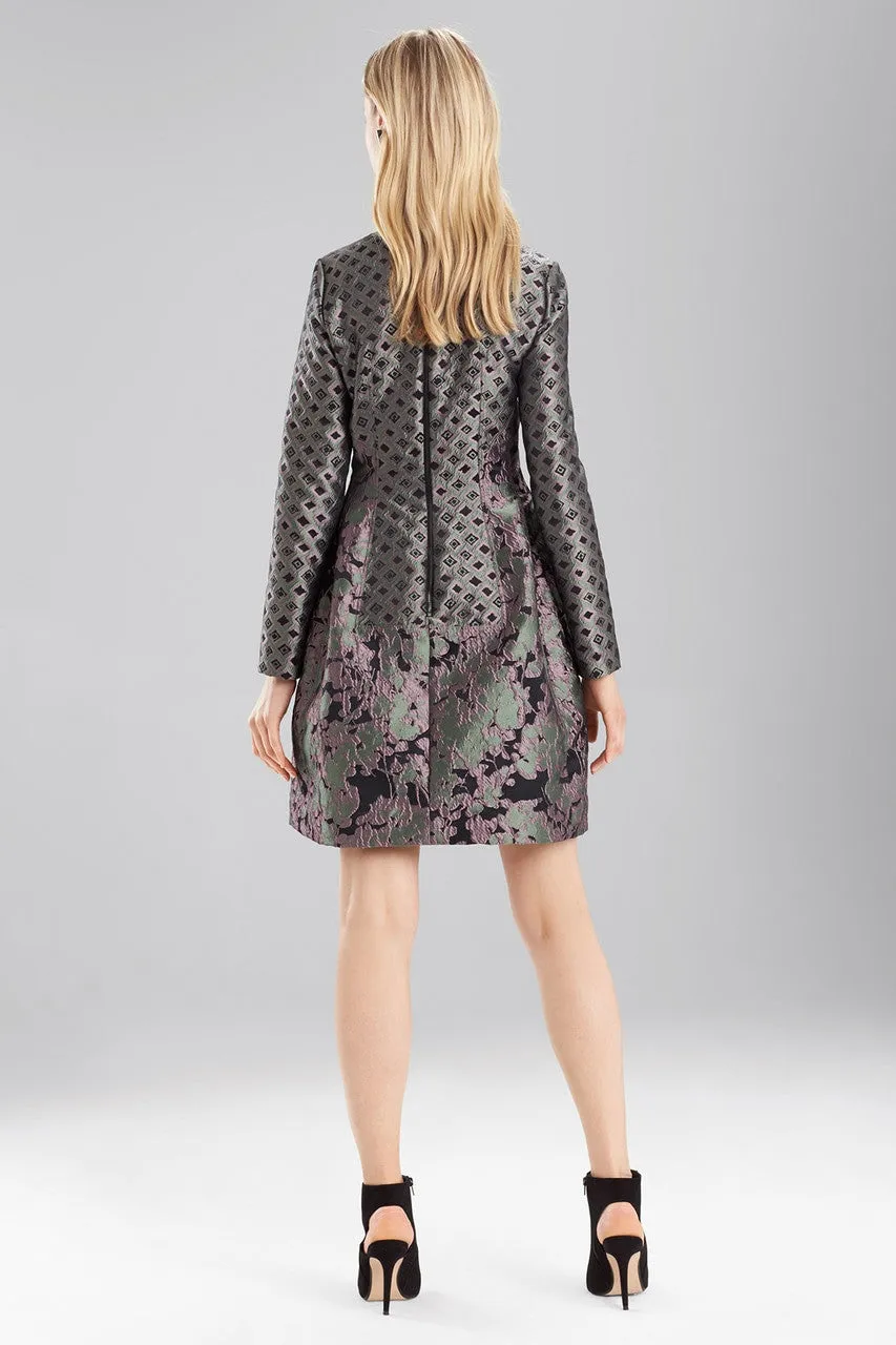 Ornamental Jacquard Long Sleeve Dress