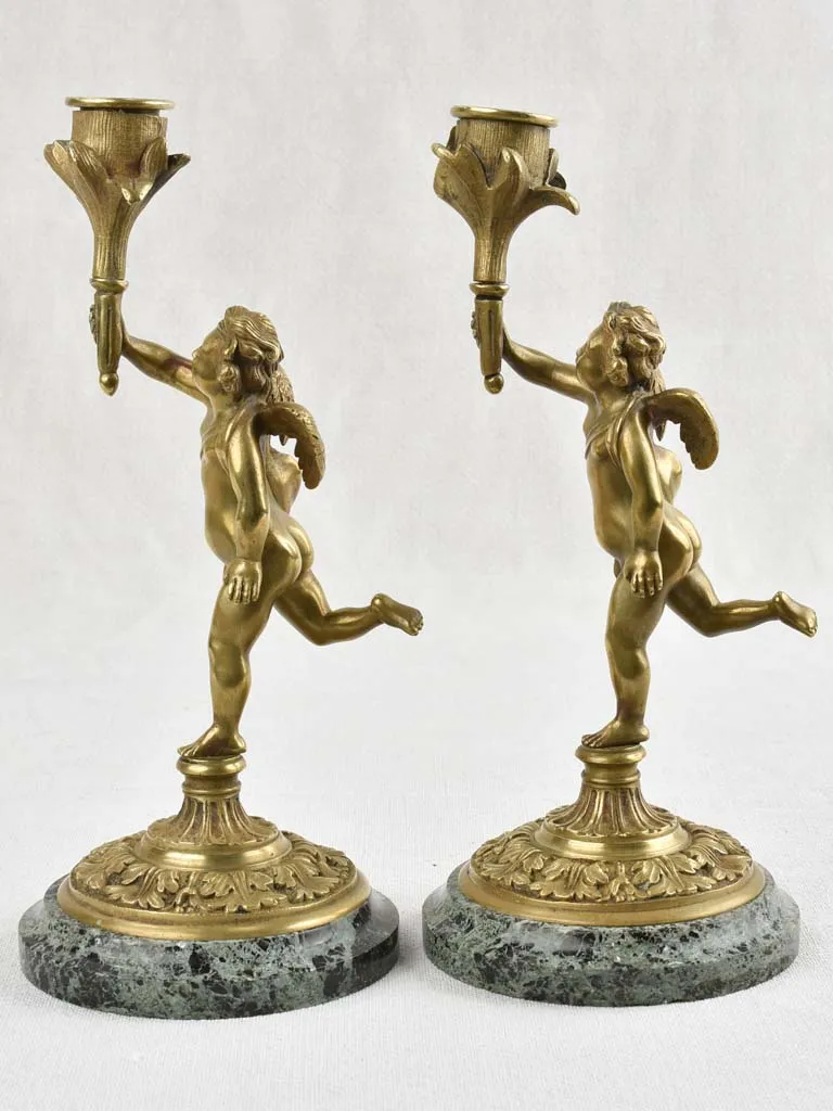Pair of Napoleon III angel candlesticks - bronze 10¼"