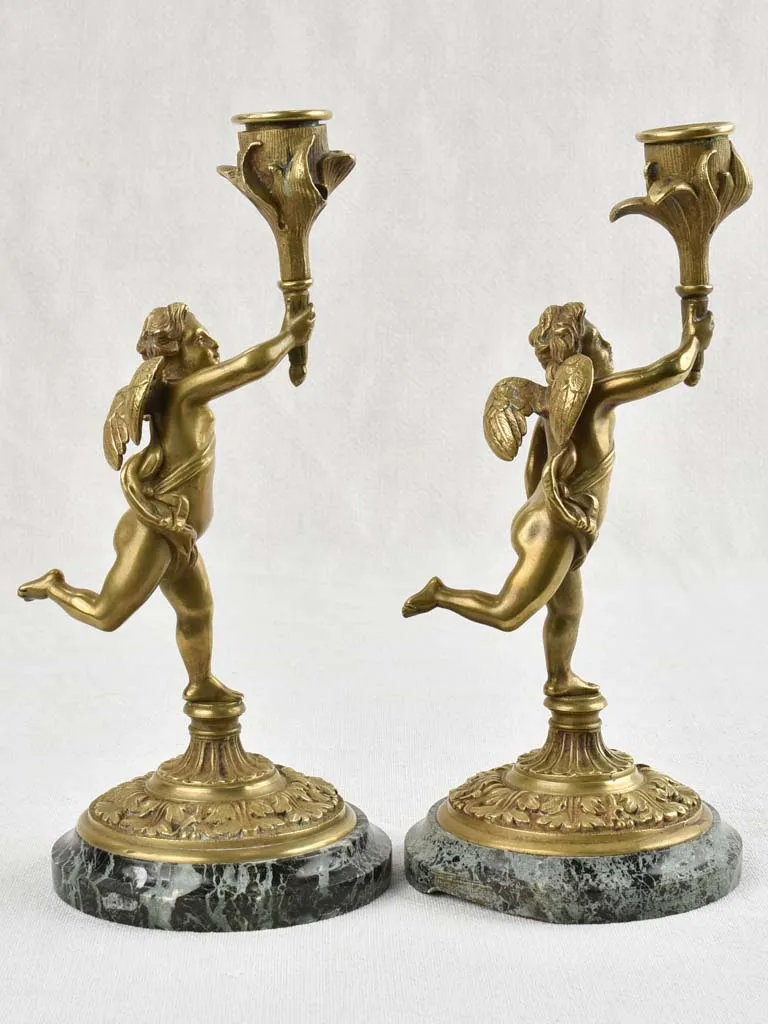 Pair of Napoleon III angel candlesticks - bronze 10¼"