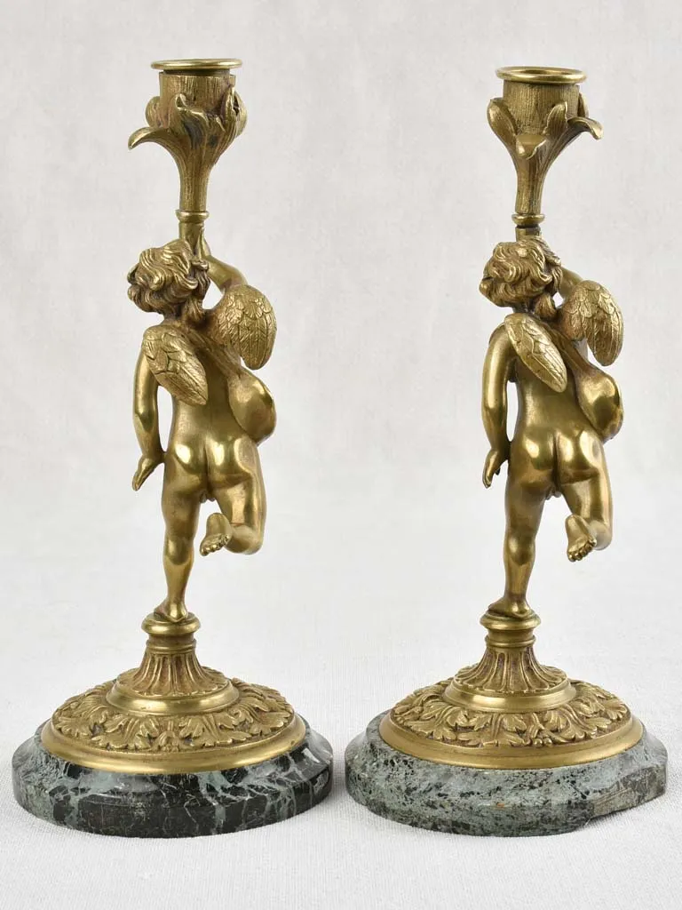 Pair of Napoleon III angel candlesticks - bronze 10¼"