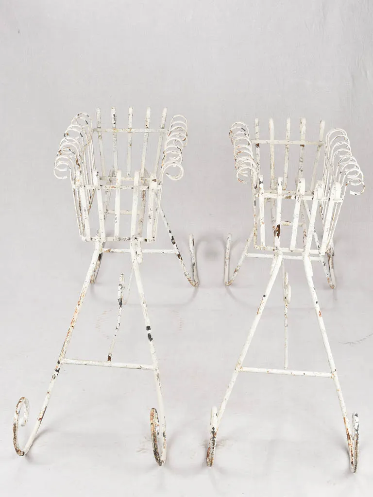 Pair of plant stands - wrought iron with white patina 48½"